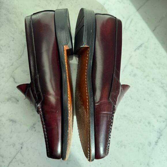G.H. Bass Weejuns Penny Loafers Burgundy Leather 10.5 EE Wide - Picture 7 of 10